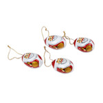 Wood ornaments, 'Eggy Claus' (set of 4) - Classic Set of 4 Egg-Shaped Albesia Wood Santa Ornaments