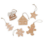 Handmade ornaments, 'Holiday Memories' (set of 6) - Set of 6 Handmade Christmas-Themed Chipboard Ornaments