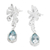 Blue topaz dangle earrings, 'Loyal Staghorn' - Leaf-Themed Five-Carat Blue Topaz Dangle Earrings from Bali