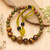 Pulsera de cuentas de unakita y ojo de tigre - Pulsera bohemia de cuentas de unakita y ojo de tigre de Bali