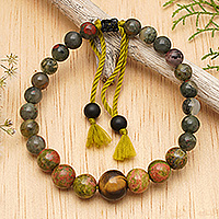 Multi-gemstone beaded bracelet, 'Calm Energy' - Inspirational Multi-Gemstone Beaded Bracelet Made in Bali