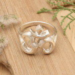 Sterling silver band ring, 'Islander Omkara' - Sacred Omkara-Themed Sterling Silver Band Ring Made in Bali