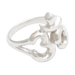 Sterling silver band ring, 'Islander Omkara' - Sacred Omkara-Themed Sterling Silver Band Ring Made in Bali