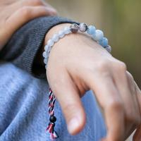 Men's multi-gemstone beaded pendant bracelet, 'Tridatu Purity' - Blue Men's Yoga Tridatu Multi-Gemstone Pendant Bracelet