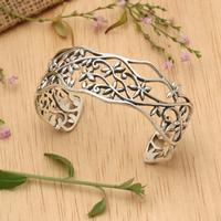 Sterling silver cuff bracelet, Orient Bloom