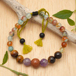 Multi-gemstone beaded bracelet, 'Spiritual Peace' - Balinese Handmade Bohemian Multi-Gemstone Beaded Bracelet