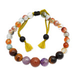 Multi-gemstone beaded bracelet, 'Spiritual Peace' - Balinese Handmade Bohemian Multi-Gemstone Beaded Bracelet