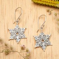 Sterling silver dangle earrings, Snow in Bali