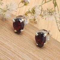 Garnet stud earrings, 'New Flame' - Two-Carat Natural Garnet and Sterling Silver Stud Earrings