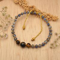 Multi-gemstone beaded bracelet, 'Intuitive Sparks' - Golden-Toned Multi-Gemstone Beaded Bracelet Made in Bali