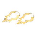 Gold-plated hoop earrings, 'Balinese Puissance' - Balinese Handmade Polished 18k Gold-Plated Hoop Earrings