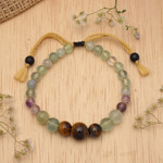 Multi-gemstone beaded bracelet, 'Harmonious Fire' - Bohemian-Inspired Multi-Gemstone Beaded Bracelet from Bali