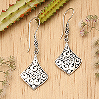 Sterling silver dangle earrings, 'Empress of Bali' - Balinese-Inspired Fair Trade Sterling Silver Dangle Earrings