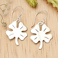 Sterling silver dangle earrings, 'Lucky Shine' - High-Polished Clover-Shaped Sterling Silver Dangle Earrings