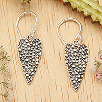 Sterling silver dangle earrings, 'Immortal Sand' - Semi-Abstract Polished and Oxidized Sterling Silver Earrings