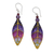 Amethyst and garnet dangle earrings, 'Fairy Leaves' - Hand-Carved Silver Amethyst and Garnet Leaf Dangle Earrings