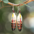 Garnet dangle earrings, 'Passionate Plumage' - Feather-Shaped Hand-Painted Natural Garnet Dangle Earrings