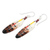 Garnet dangle earrings, 'Passionate Plumage' - Feather-Shaped Hand-Painted Natural Garnet Dangle Earrings