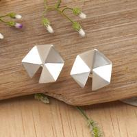 Sterling silver button earrings, 'Sparkling Origami' - Geometric-Themed Polished Sterling Silver Button Earrings