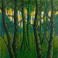 'Hope in The Future' - Inspirational Green Forest-Themed Acrylic on Canvas Painting