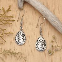 Sterling silver dangle earrings, 'Balinese Drops' - Balinese-Made Drop-Shaped Sterling Silver Dangle Earrings