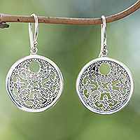 Sterling silver dangle earrings, 'Bubble Grace' - Bubble-Patterned Classic Sterling Silver Dangle Earrings