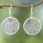 Sterling silver dangle earrings, 'Bubble Grace' - Bubble-Patterned Classic Sterling Silver Dangle Earrings