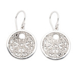 Sterling silver dangle earrings, 'Bubble Grace' - Bubble-Patterned Classic Sterling Silver Dangle Earrings