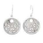 Sterling silver dangle earrings, 'Bubble Grace' - Bubble-Patterned Classic Sterling Silver Dangle Earrings