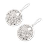 Sterling silver dangle earrings, 'Bubble Grace' - Bubble-Patterned Classic Sterling Silver Dangle Earrings
