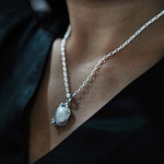 Sterling silver pendant necklace, 'Lunar Bat' - Handcrafted Sterling Silver Bat and Moon Pendant Necklace