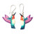 Hand-painted dangle earrings, 'Magical Feathers' - Hand-Painted Hummingbird Dangle Earrings in Teal and Purple