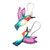 Hand-painted dangle earrings, 'Magical Feathers' - Hand-Painted Hummingbird Dangle Earrings in Teal and Purple