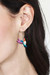 Hand-painted dangle earrings, 'Magical Feathers' - Hand-Painted Hummingbird Dangle Earrings in Teal and Purple