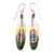 Garnet dangle earrings, 'Peacock Prestige' - Peacock-Inspired Hand-Painted Garnet Bead Dangle Earrings thumbail