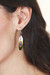 Garnet dangle earrings, 'Peacock Prestige' - Peacock-Inspired Hand-Painted Garnet Bead Dangle Earrings (image 2j) thumbail