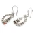 Garnet dangle earrings, 'Dreaming Moon' - Silver Garnet Dangle Earrings with Hand-Carved Moon Motif