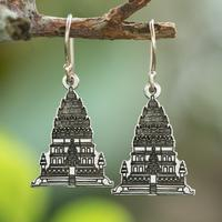 Sterling silver dangle earrings, 'Besakih Temple' - Balinese Besakih Hindu Temple-Themed Silver Dangle Earrings