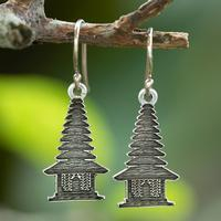 Sterling silver dangle earrings, 'Pelinggih' - Silver Dangle Earrings Inspired by Balinese Pelinggih Altars