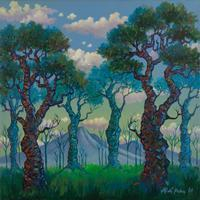 'Mount Agung Slope' - Nature-Themed Impressionist Javanese Forest Acrylic Painting