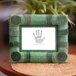 Natural fiber photo frame, 'Circle of Memories in Green' (3x5) - 3x5 Natural Fiber Photo Frame in Green from Indonesia