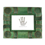 Natural fiber photo frame, 'Circle of Memories in Green' (3x5) - 3x5 Natural Fiber Photo Frame in Green from Indonesia