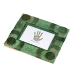Natural fiber photo frame, 'Circle of Memories in Green' (3x5) - 3x5 Natural Fiber Photo Frame in Green from Indonesia
