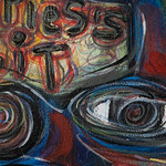 'Puppies Sit' - Unstretched Multicolor Mixed Media Childhood Dog Painting