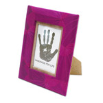 Natural fiber photo frame, 'Autumn Spirit in Pink' (3x5) - 3x5 Natural Fiber Photo Frame in Pink from Indonesia