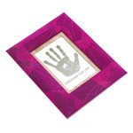 Natural fiber photo frame, 'Autumn Spirit in Pink' (3x5) - 3x5 Natural Fiber Photo Frame in Pink from Indonesia