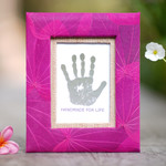 Natural fiber photo frame, 'Autumn Spirit in Pink' (4x6) - 4x6 Natural Fiber Photo Frame in Pink from Indonesia