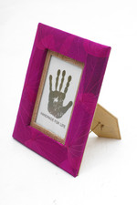 Natural fiber photo frame, 'Autumn Spirit in Pink' (4x6) - 4x6 Natural Fiber Photo Frame in Pink from Indonesia