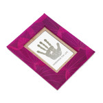 Natural fiber photo frame, 'Autumn Spirit in Pink' (4x6) - 4x6 Natural Fiber Photo Frame in Pink from Indonesia