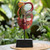 Wood mask, 'Eyes on Me' - Handcrafted Leafy-Inspired Green and Red Pule Wood Mask